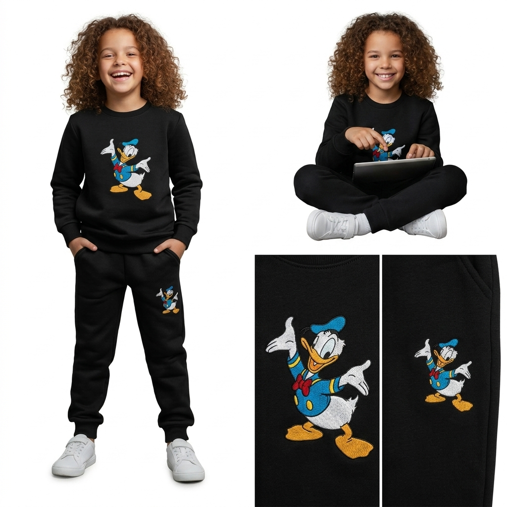 Kids Black Duck Fleece Tracksui