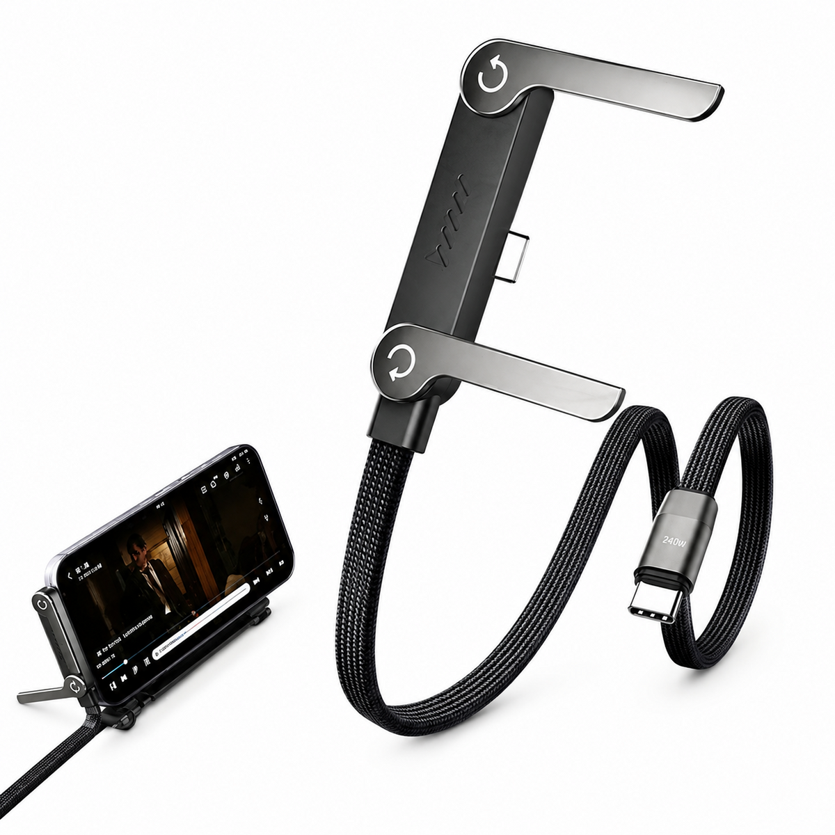 240W 2-in-1 Fast Charging Cable with Stand