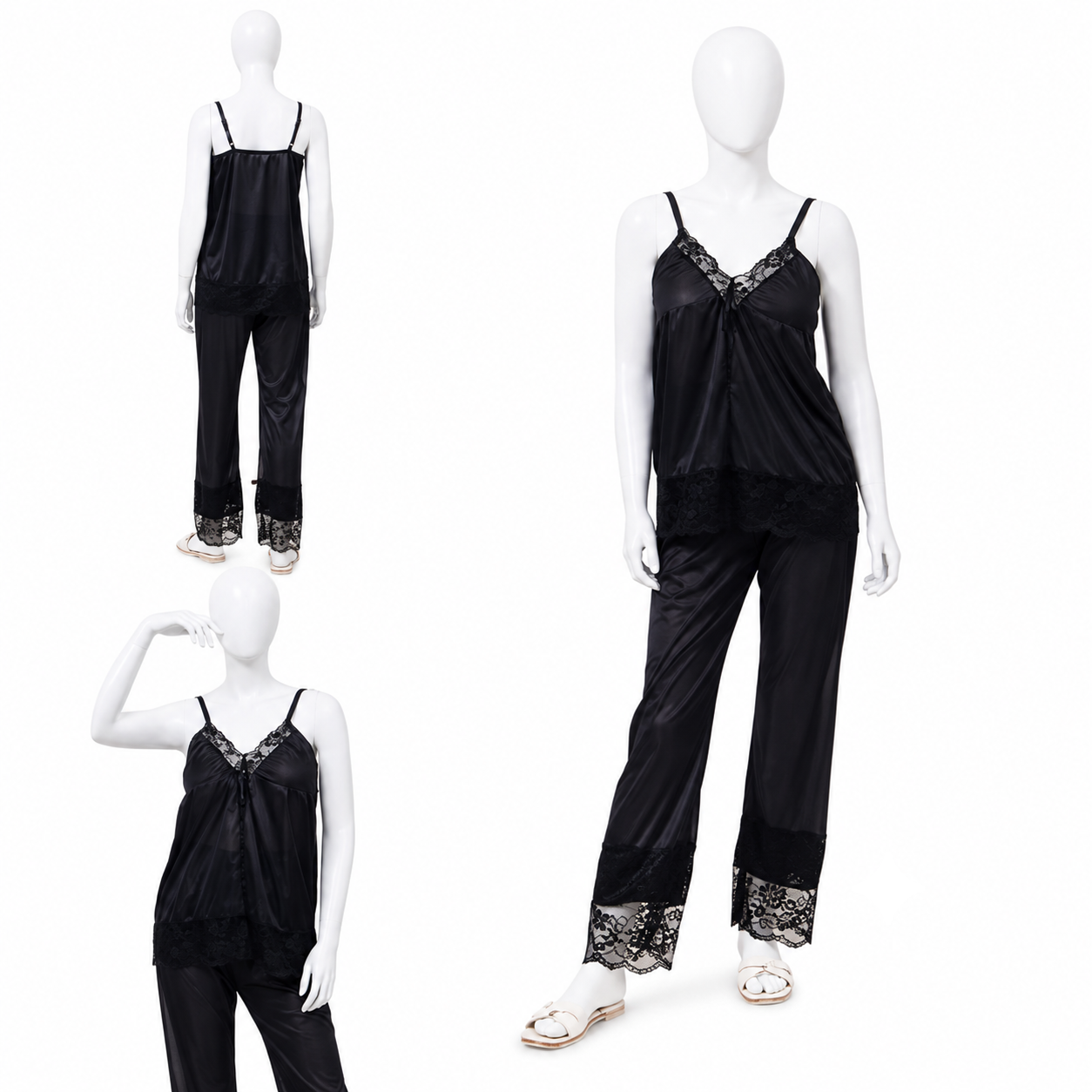 Women's Lace Nightwear Set – Black