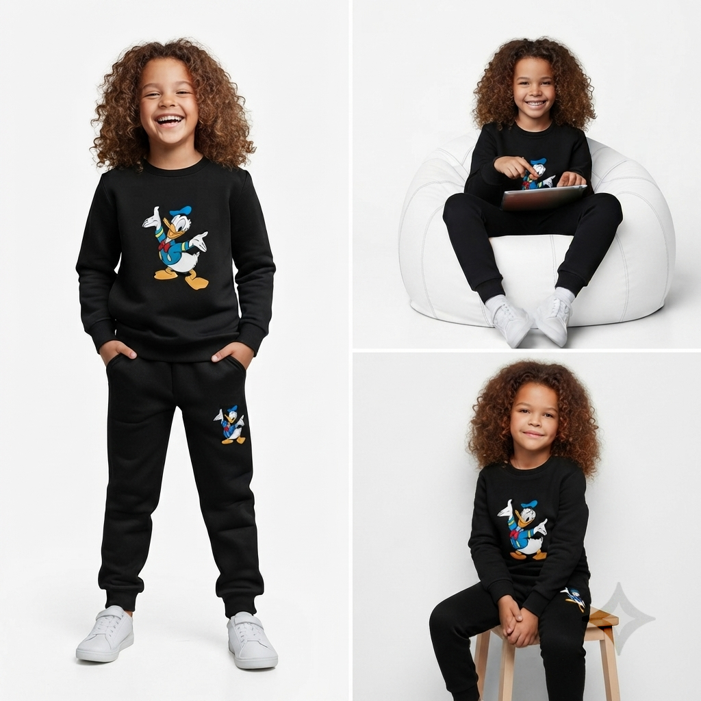 Kids Black Duck Fleece Tracksuit