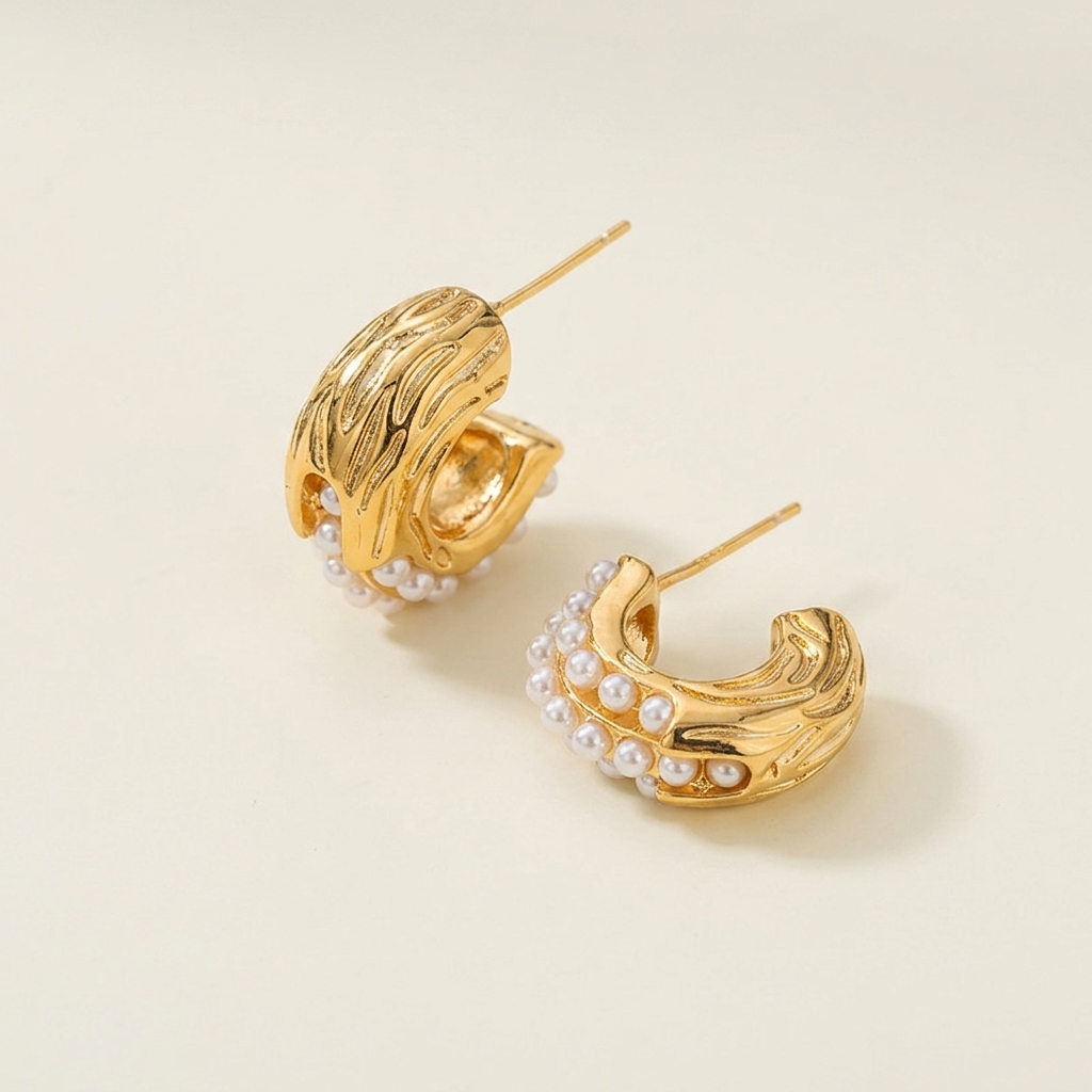 Stylish ZJX-169 Korean Pearl Bali Earrings in Gold