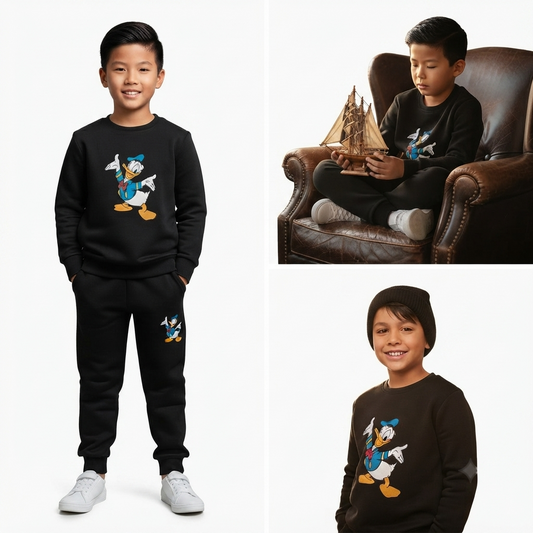 Kids Black Duck Fleece Tracksuit