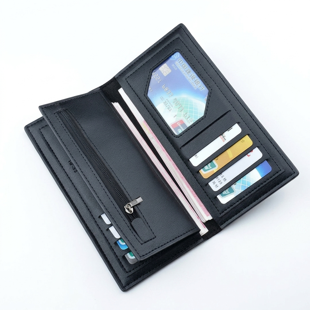 Premium Slim Leather Wallet | 12 Card Slots | Black